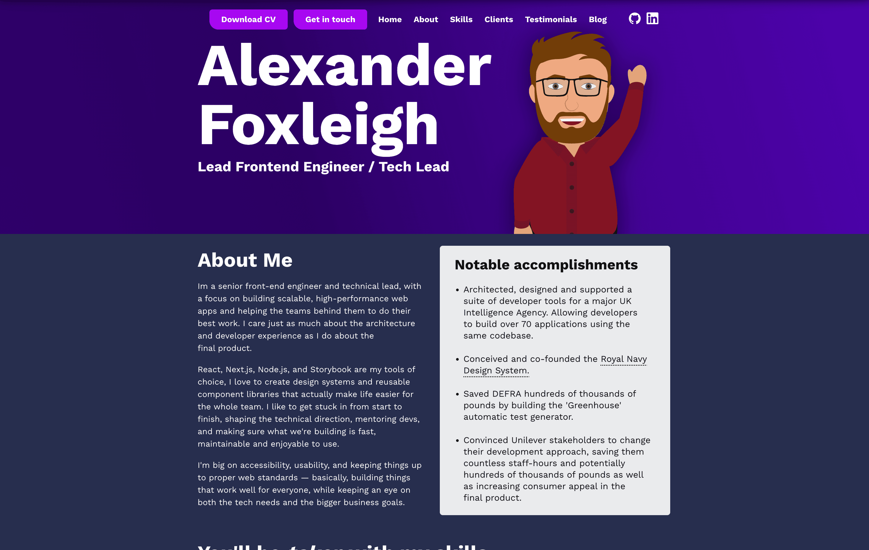 Alex Foxleigh Website screenshot
