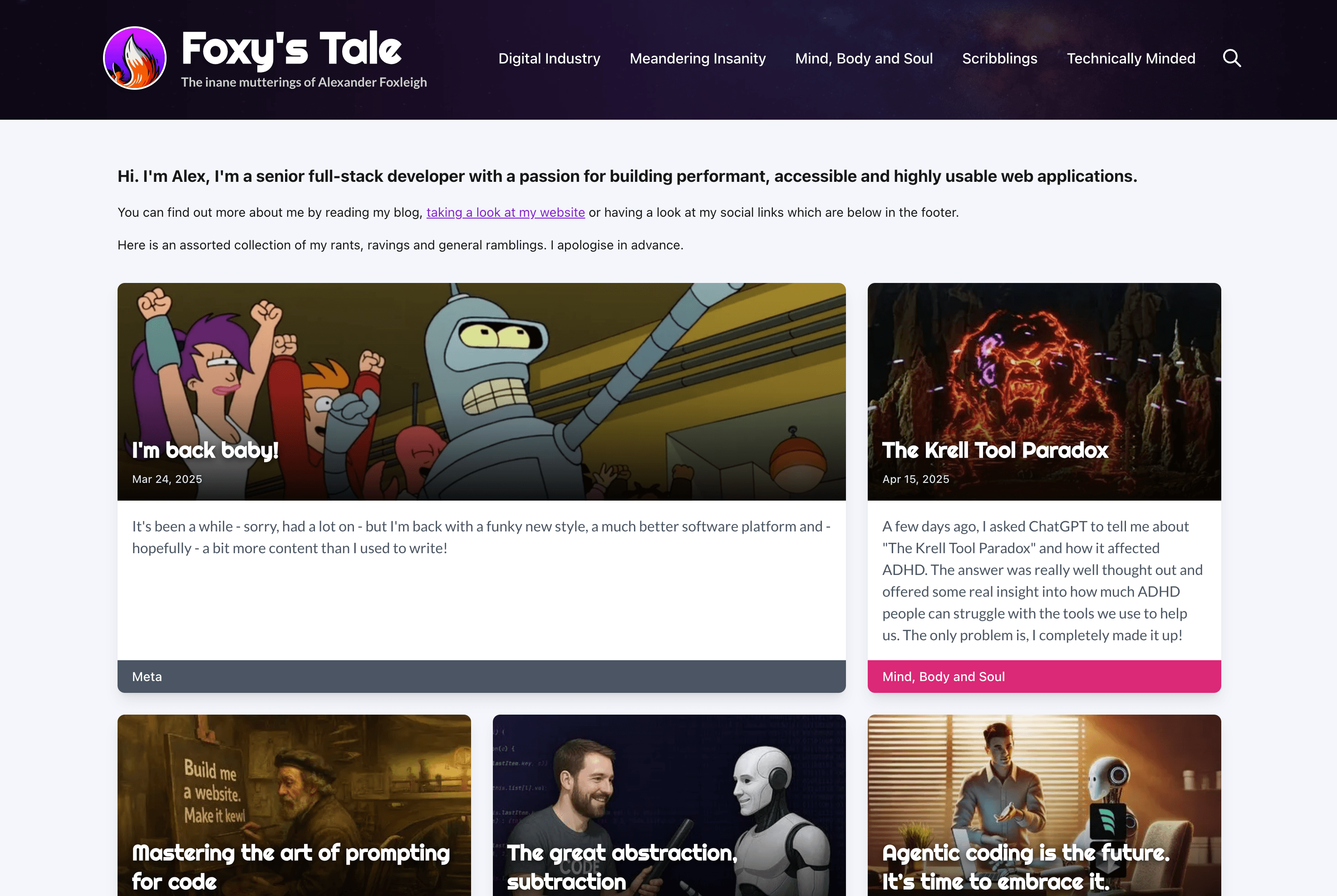 Foxy's Tale Blog screenshot